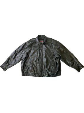 Excelled Mens 3X Black Leather Jacket Quilted Lining Full Zip Pockets